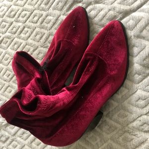 Red suede booties